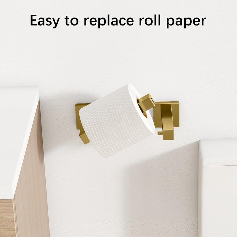 FEILERN Toilet Paper Holder Wall Mounted Post Pivoting Square Tissue Holders Roll Holder Hangers for Bathroom Commercial Toilet Paper Dispenser,Gold - Image 5